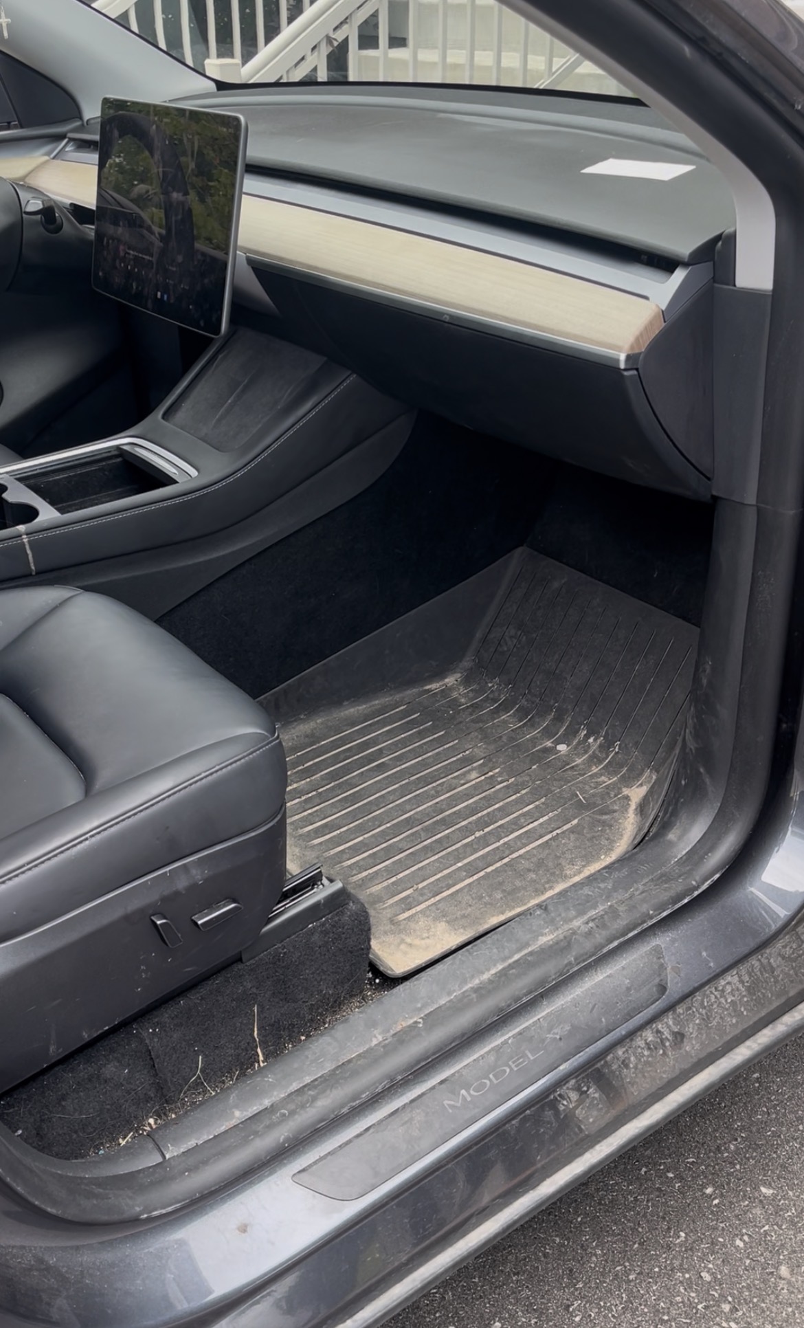 Tesla Model Y Footwell before detailing